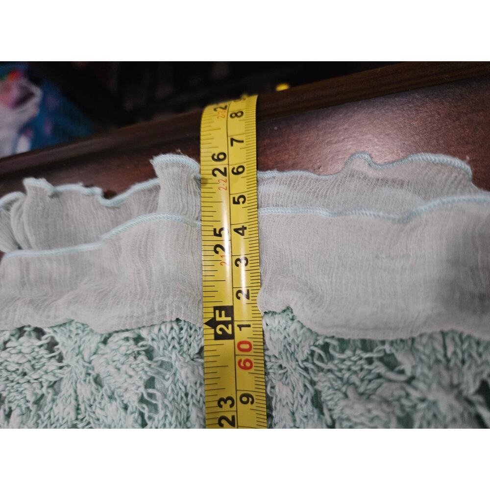 Soft Surroundings Pastel Green Teal Short Sleeve Cardigan Sweater Size M Crochet - Picture 12 of 12